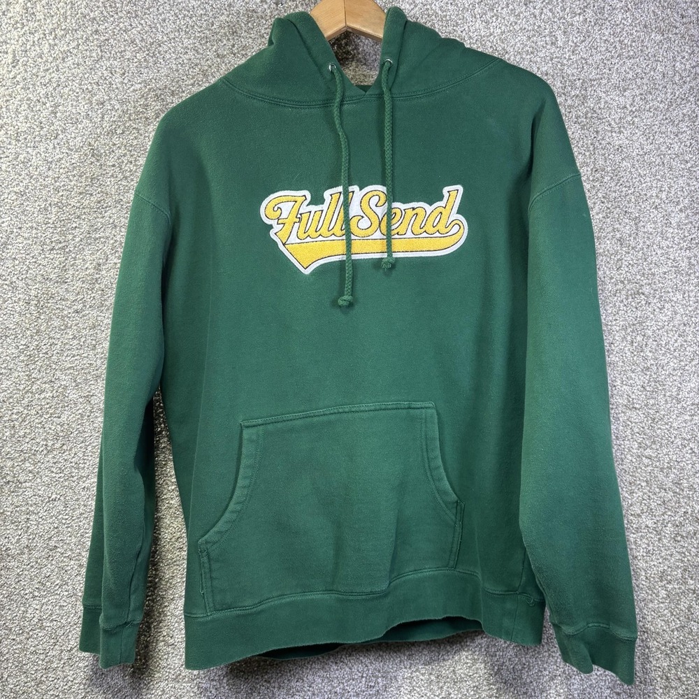 NELK Boys Full Send Hoodie Mens Large‎ Green Graphic Fleece Pullover IND4000C